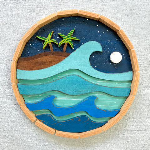Midnight Palm Tree Wave Round