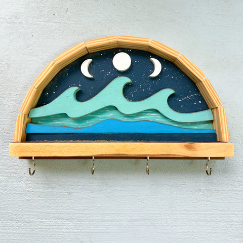 Arched Midnight Moon Phase Wave Key Rack