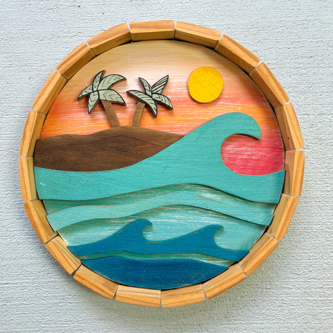 Sunrise Palm Wave Round