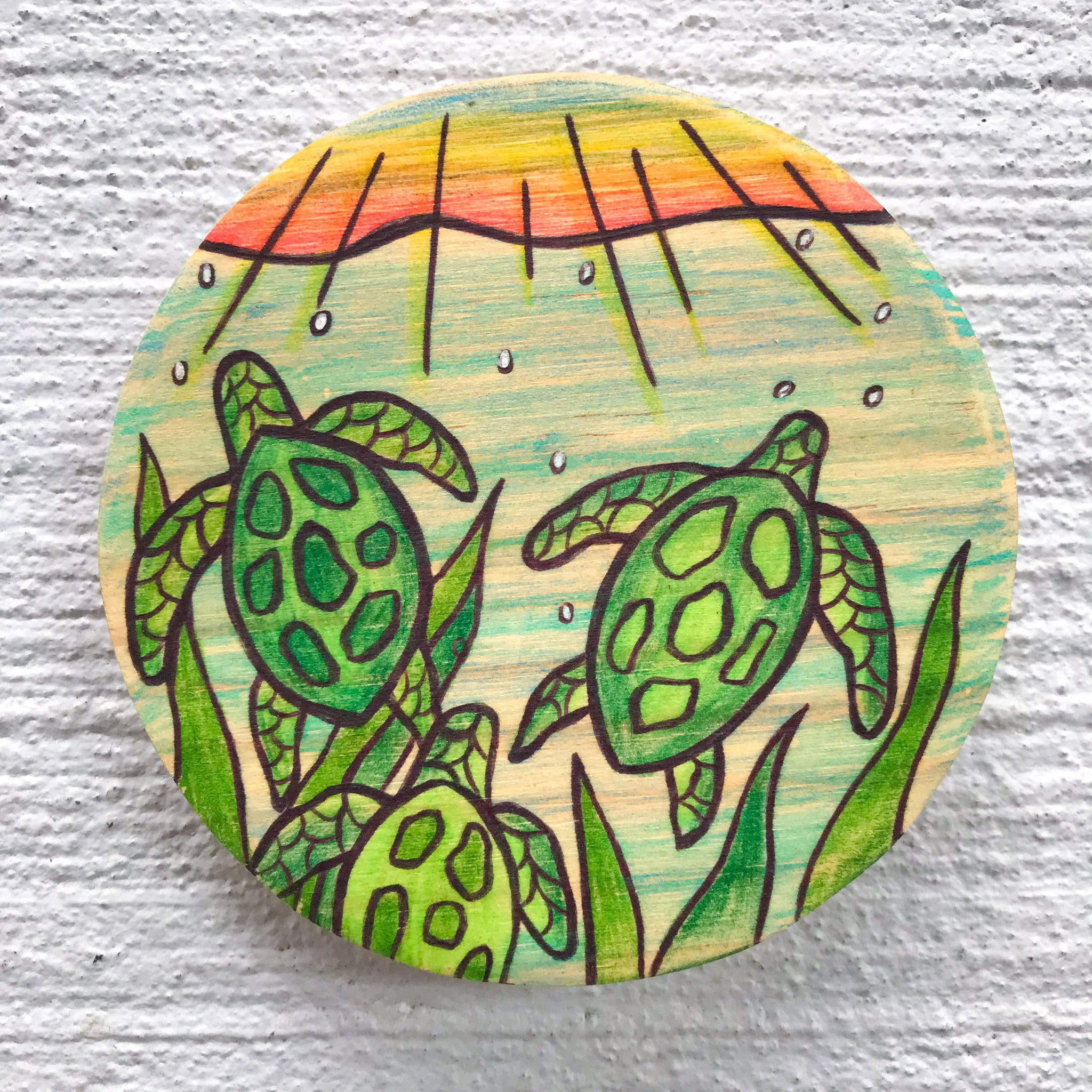 Sunrise Sea Turtles Round (4'')