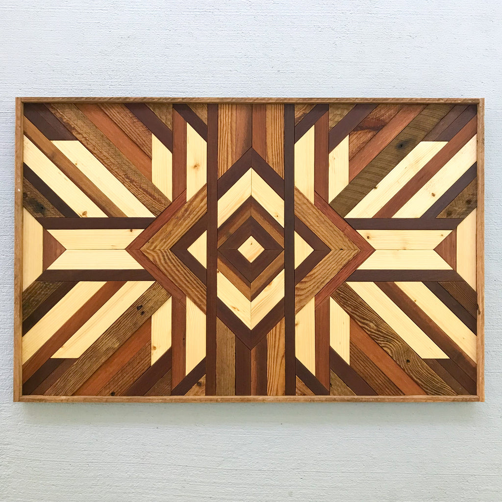 Reclaimed Wood Wall Art - Wooden Wall Art - Geometric Wood Art